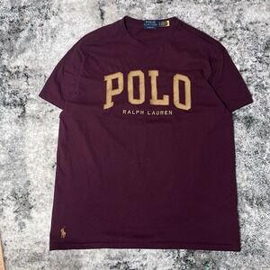 Polo Ralph Lauren Men's Short Sleeve Shirt Size Small, Red & Gold